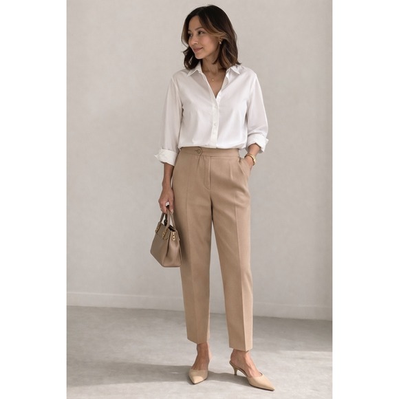 Harve Benard by Benard Holtzman Pants - Harve Benard Dress Slack Trousers Women 2 Petite Tan Ankle Brushed Office Career
